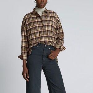 NEW NWT Everlane Boxy Plaid Flannel button down shirt Small